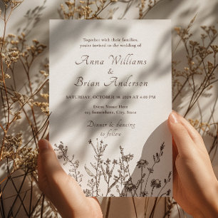 Rustische wilde Herfst Meadow Floral Wedding Kaart