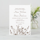 Rustische wilde Herfst Meadow Floral Wedding Kaart (Staand voorkant)