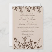 Rustische wilde Herfst Meadow Floral Wedding Kaart (Voorkant)