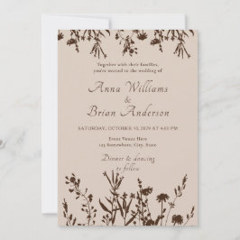 Rustische wilde Herfst Meadow Floral Wedding Kaart