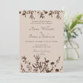 Rustische wilde Herfst Meadow Floral Wedding Kaart (Staand voorkant)