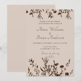 Rustische wilde Herfst Meadow Floral Wedding Kaart