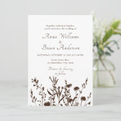 Rustische wilde Herfst Meadow Floral Wedding Kaart (Staand voorkant)