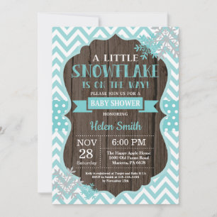 Rustische Winter Baby Shower Aqua Sneeuwvlok Kaart
