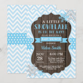 Rustische Winter Baby Shower Blauwe Sneeuwvlok Kaart (Voorkant / Achterkant)