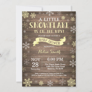 Rustische Winter Baby Shower Gele Sneeuwvlok Kaart