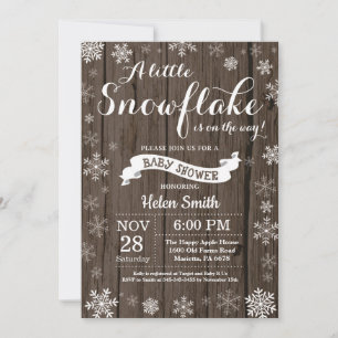 Rustische Winter Baby Shower Witte Sneeuwvlok Kaart