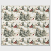 Rustische Winter Bos Sneeuw Kerstmis Cadeaupapier (Vlak)