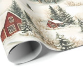 Rustische Winter Bos Sneeuw Kerstmis Cadeaupapier (Rol Hoek)