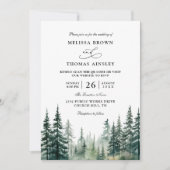Rustische winter dennenbomen Budget QR Code Huweli Kaart (Voorkant)
