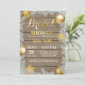 Rustische Winter Kerst Bruidsfeest Uitnodiging (Staand voorkant)