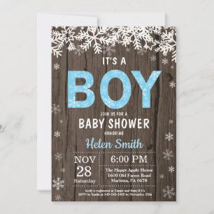 Rustische Winter Sneeuwman Jongen Baby Shower Uitn Kaart