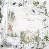 Rustische winterbergfeest Thanksgiving Dinner Part Kaart