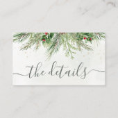 Rustische winterbessen denneappel groene wedding informatiekaartje (Voorkant)