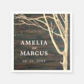 Rustische winterboom Donkere houten bruiloft Servet (Voorkant)