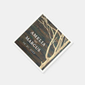 Rustische winterboom Donkere houten bruiloft Servet (Hoek)