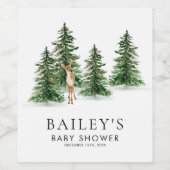 Rustische winteretiketten van Baby shower Wijn Etiket (Enkel label)