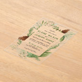 Rustische winterfeilage Pine cone Wedding Acryl Uitnodigingen (Laagn)