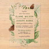 Rustische winterfeilage Pine cone Wedding Acryl Uitnodigingen (Voorkant)