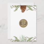 Rustische winterfeilage Pine cone Wedding Kaart (Achterkant)