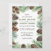 Rustische winterfeilage Pine cone Wedding Kaart (Voorkant)