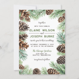 Rustische winterfeilage Pine cone Wedding Kaart