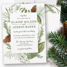Rustische winterfeilage Pine cone Wedding Kaart
