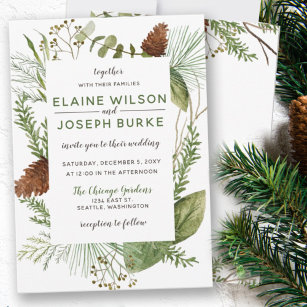 Rustische winterfeilage Pine cone Wedding Kaart
