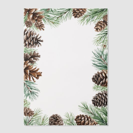 Rustische winterfeilage Pine cone Wedding Vellum Uitnodigingen (Voorkant)