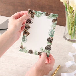 Rustische winterfeilage Pine cone Wedding Vellum Uitnodigingen