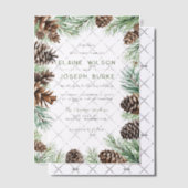 Rustische winterfeilage Pine cone Wedding Vellum Uitnodigingen (Offset (Uitnodiging))