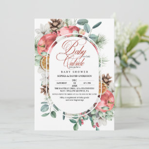 Rustische Wintergroenheid Koud Buiten Baby Shower Kaart
