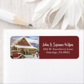 Rustische Winterkerst Snowman Scene Etiket (Insitu)