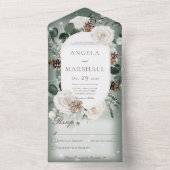 Rustische winterpekelgroene sneeuw geen diner all in one uitnodiging (Binnen)