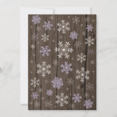 Rustische winterse Baby shower Paarse witte sneeuw Kaart (Achterkant)