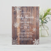 Rustische wintersnowflakes Barn Wood Baby shower Kaart (Staand voorkant)