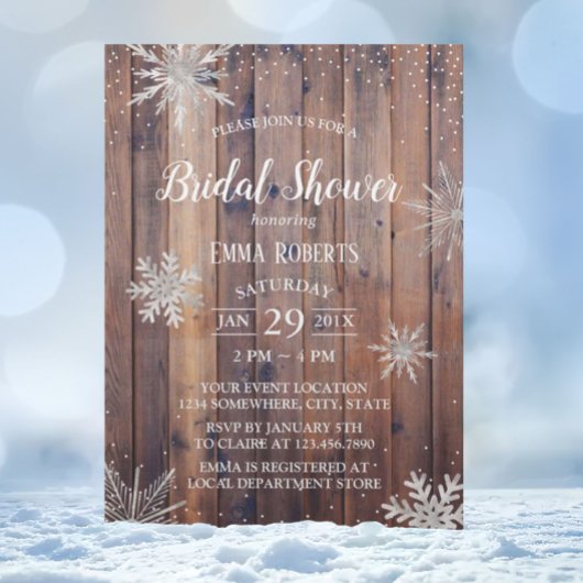 Rustische wintersnowflakes Barn Wood Vrijgezellenf Kaart