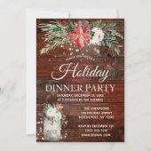 Rustische wintervakantie licht Floral Dinner Party Kaart (Voorkant)