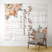 Rustische witte Barn Wood Sinaasappel Floral Weddi Wandkleed (In Situ (horizontaal))