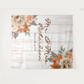 Rustische witte Barn Wood Sinaasappel Floral Weddi Wandkleed (Voorkant (horizontaal))