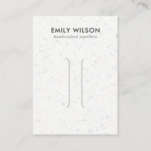 RUSTISCHE WITTE GRAY TERRAZZO HAIR CLIP DISPLAY KA VISITEKAARTJE (Voorkant)