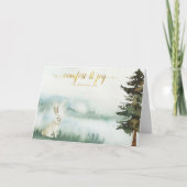 Rustische witte konijnenkerst feestdagen kaart (Voorkant)