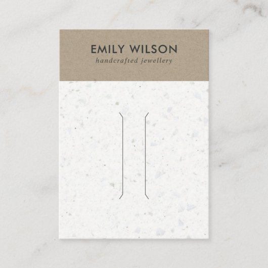 RUSTISCHE WITTE KRAFT TERRAZZO HAIR CLIP DISPLAY K VISITEKAARTJE (Voorkant)