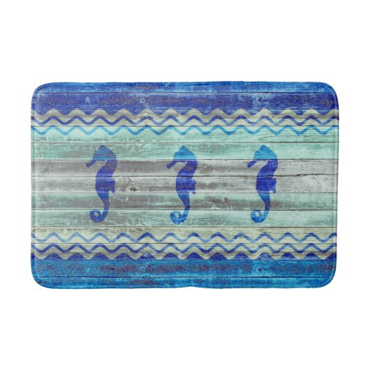 Rustische zeemacht blauw kustzeepaardzeepaardje badmat (Voorkant)