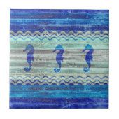Rustische zeemacht blauw kustzeepaardzeepaardje tegeltje (Voorkant)