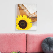 Rustische zonnebloem en kant canvas afdruk (Insitu (Woonkamer))