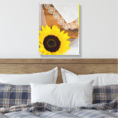 Rustische zonnebloem en kant canvas afdruk (Insitu (Slaapkamer))