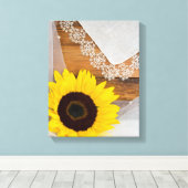 Rustische zonnebloem en kant canvas afdruk (Insitu (Houten vloer))