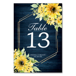 Rustische zonnebloem Greenery Wedding Table Number Kaart