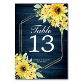 Rustische zonnebloem Greenery Wedding Table Number Kaart (Voorkant)